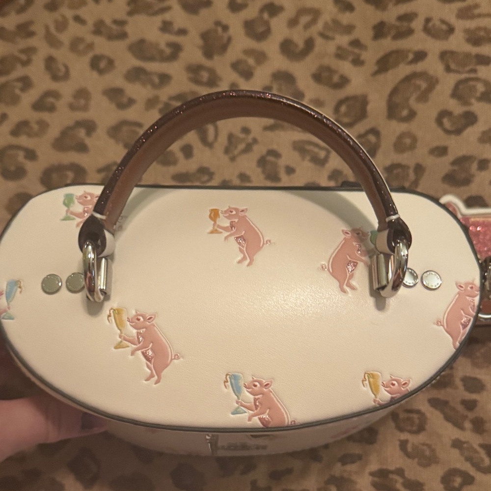 🐷 Coach Cream Party Pig Trail Bag Zip Wallet  and Credit Card Holder Keychain - Picture 11 of 17
